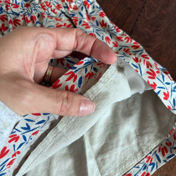 Old Navy Girls 3-6 Month Red Blue Floral Linen Dress Summer Sleeveless - Picture 6 of 10